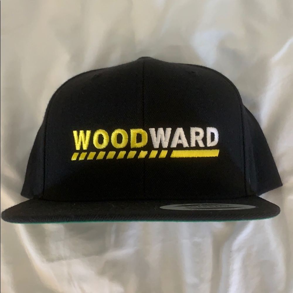 Woodward Camp Black Flat-Bill Snapback Hat